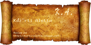 Kürti Aletta névjegykártya